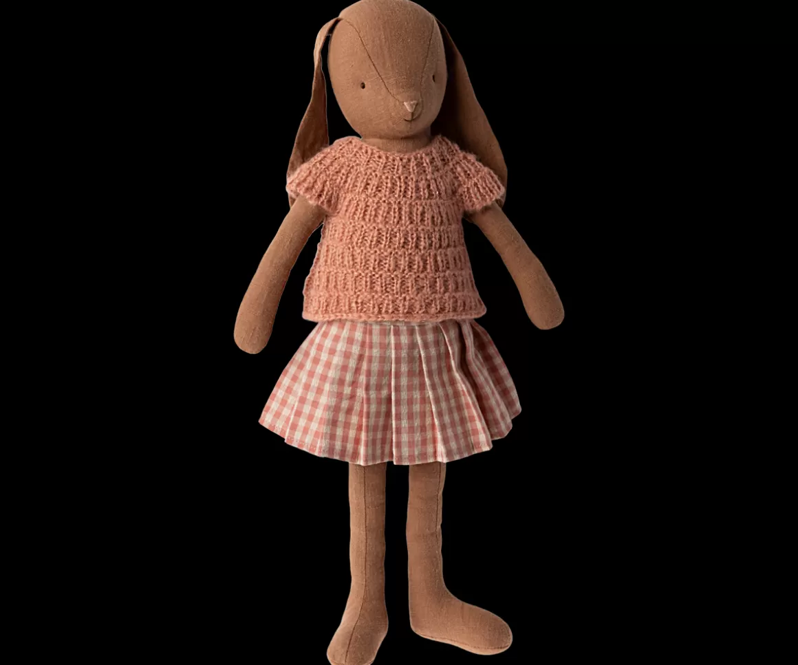 Maileg Bunny size 3, Chocolate brown, Knitted shirt and skirt Flash Sale