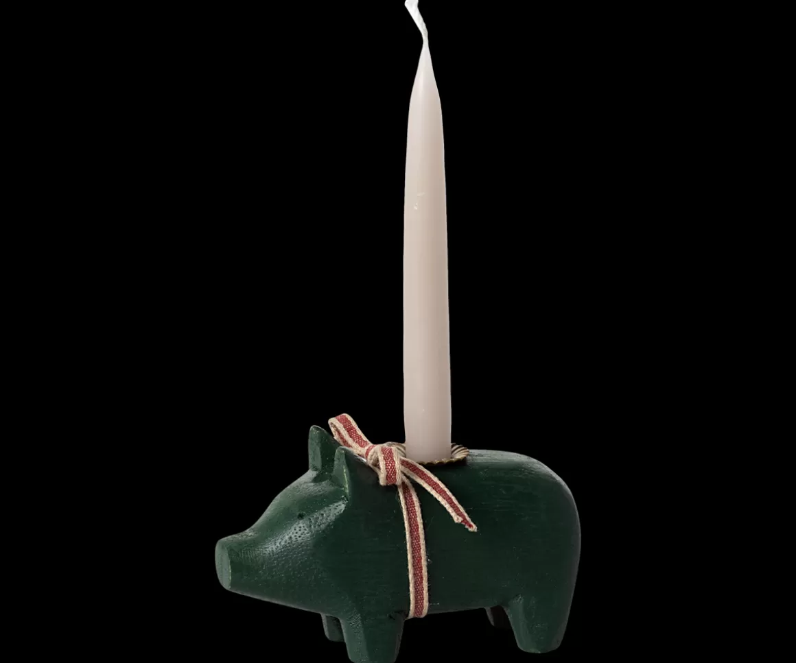 Maileg Candle holder, Small pig - Dark green Flash Sale