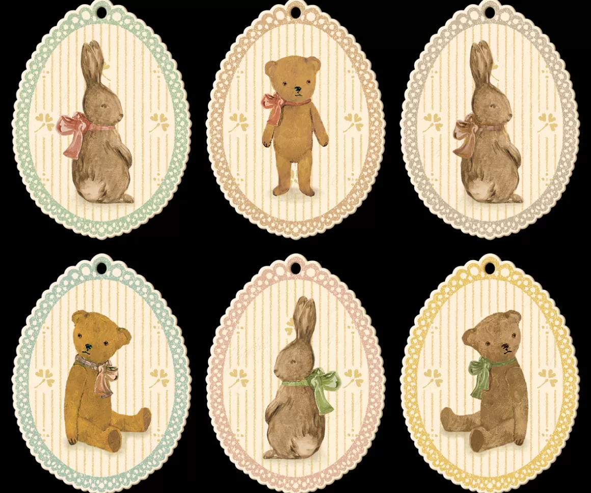 Maileg Gift tags, Bunnies and Teddies, 12 pcs. Fashion