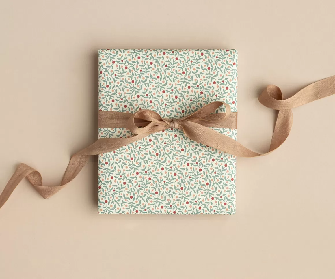 Maileg Gift wrap, Berry branches, Dusty blue - 10 m Flash Sale