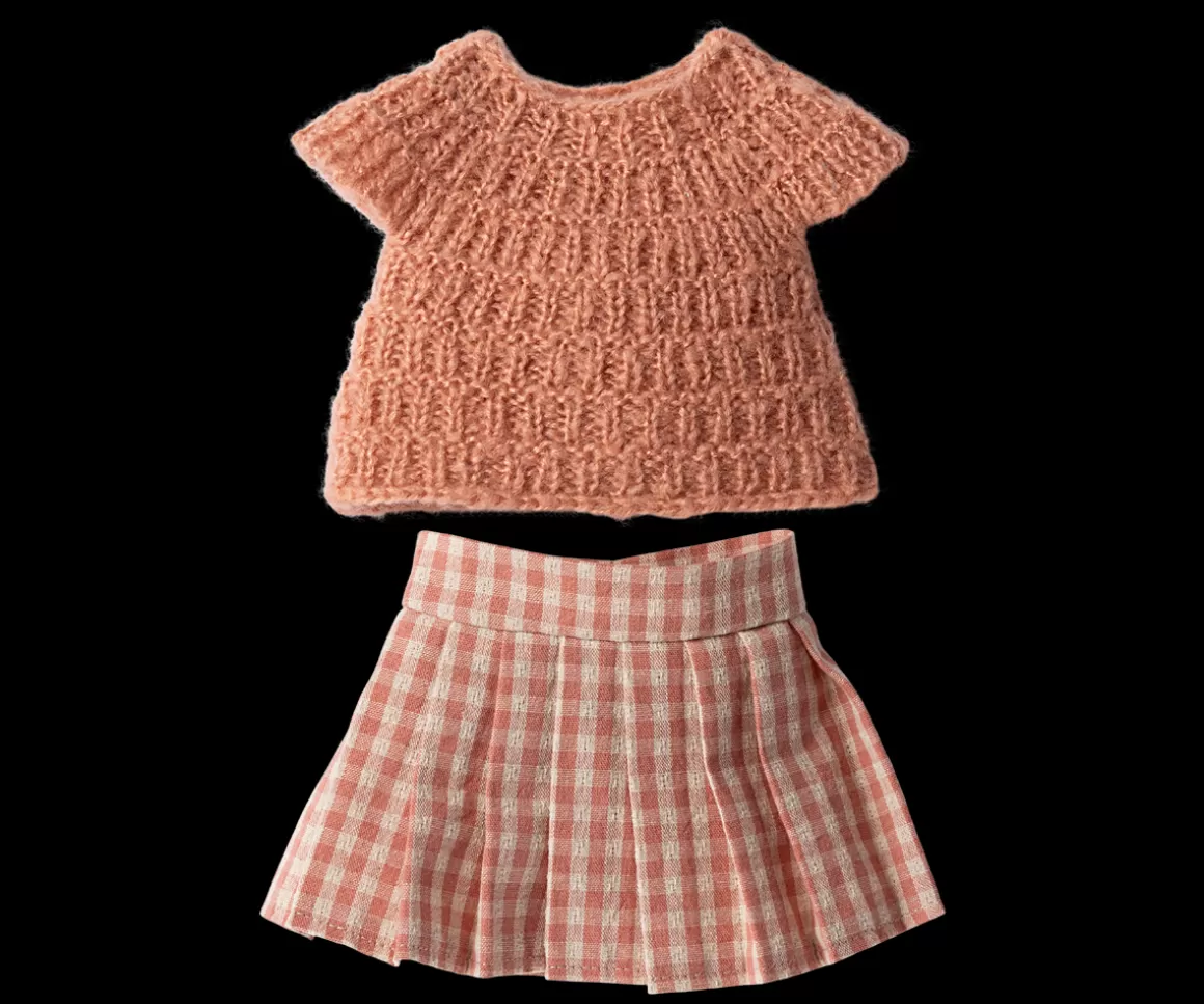 Maileg Knitted shirt and skirt, Size 3 Store