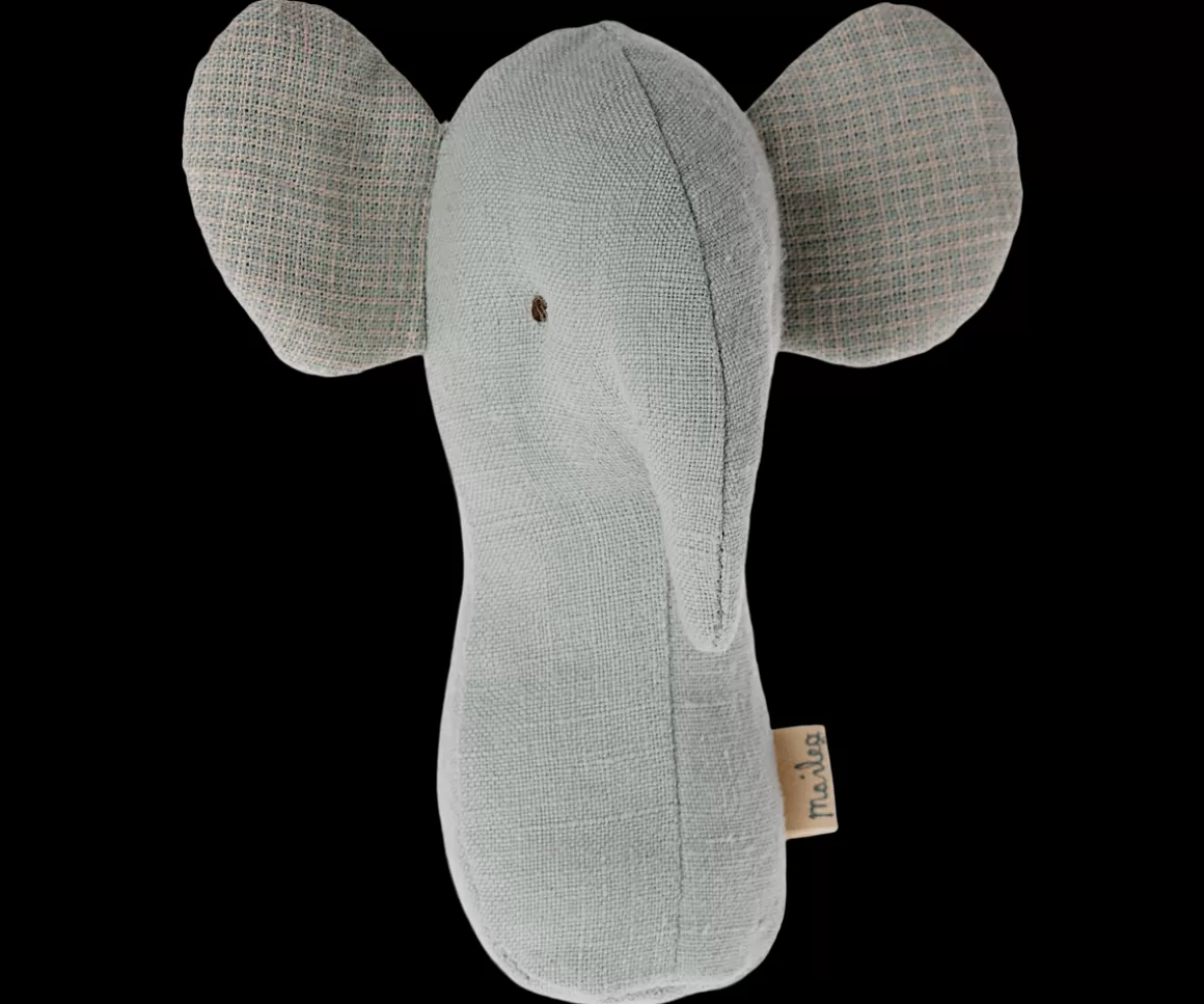 Maileg Lullaby friends, Elephant rattle - Light dusty blue Outlet