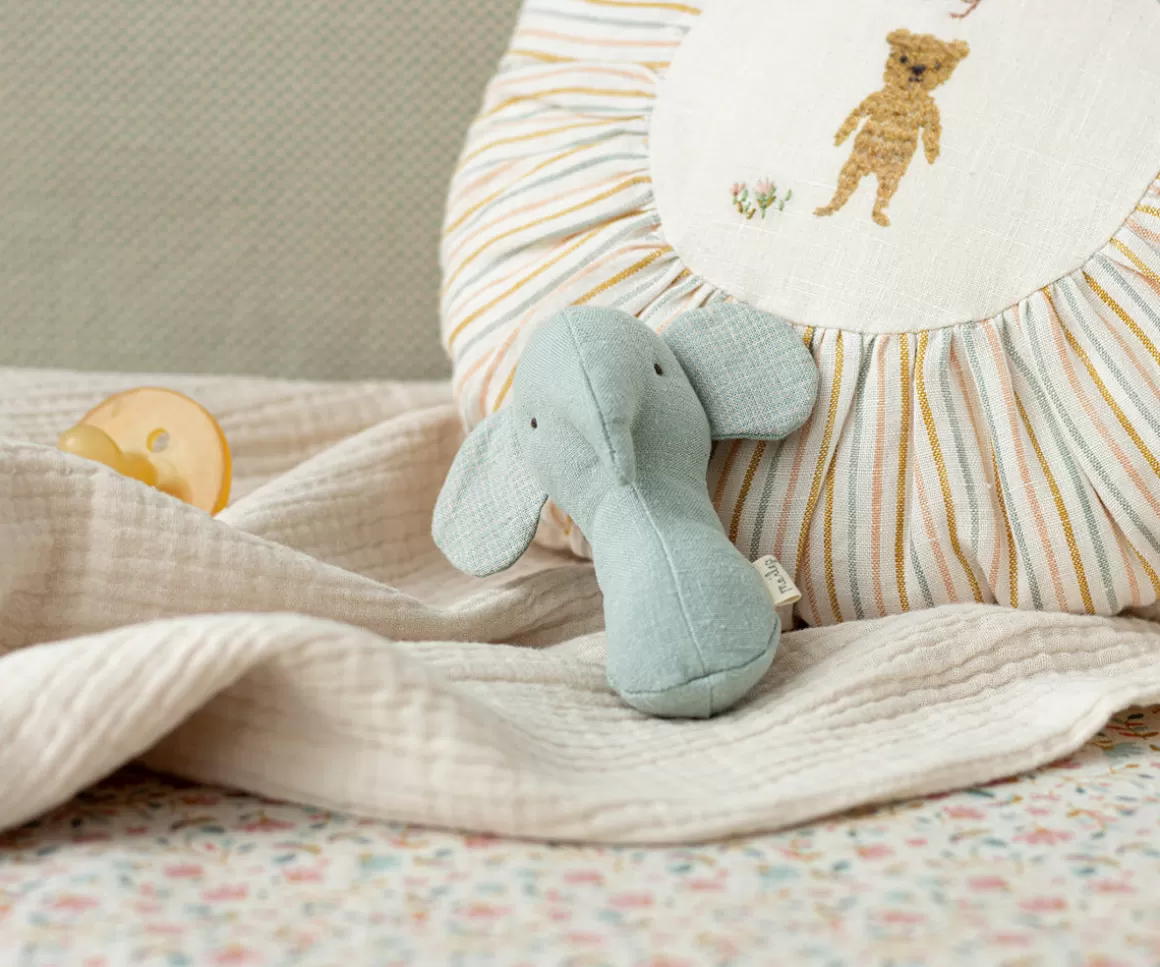 Maileg Lullaby friends, Elephant rattle - Light dusty blue Outlet