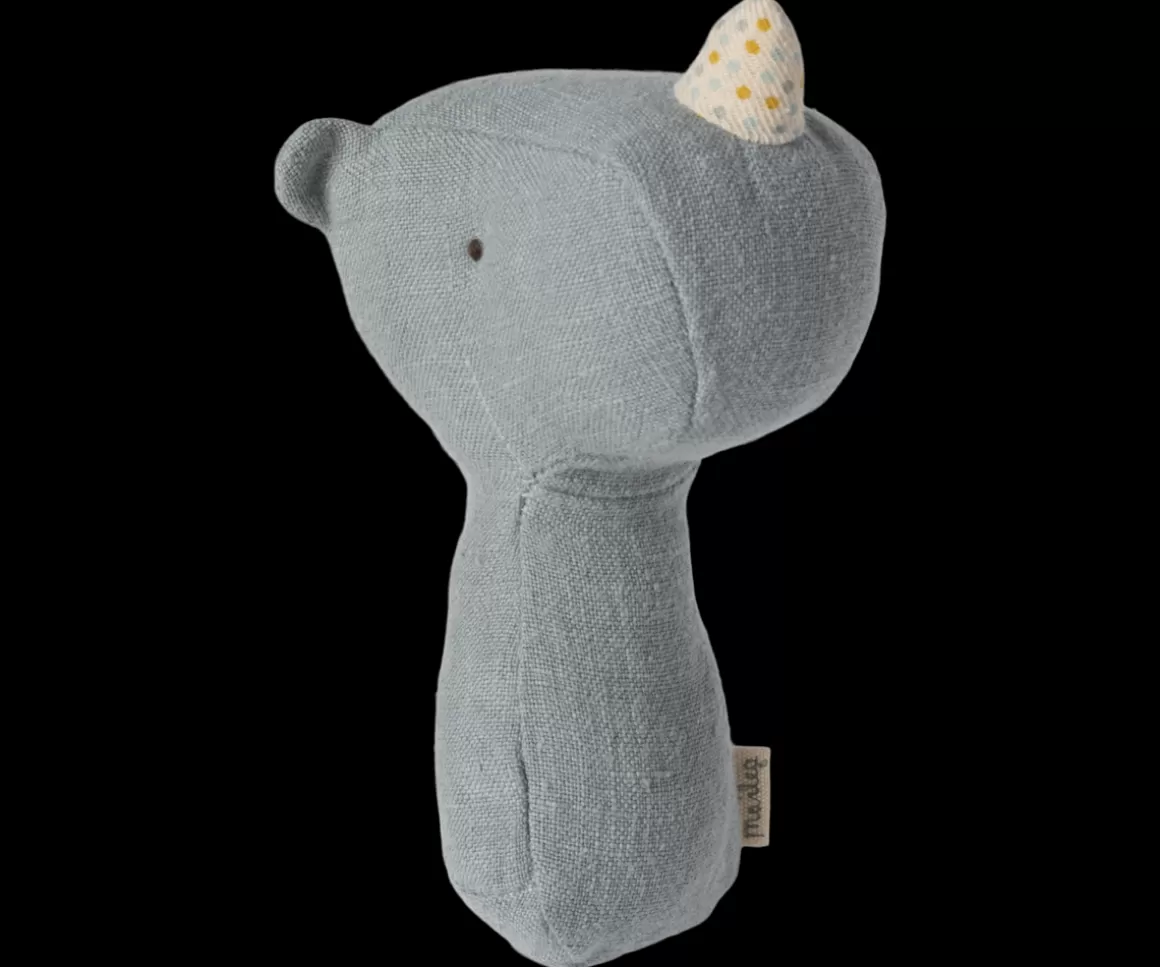 Maileg Lullaby friends, Rhino rattle - Dusty blue Cheap