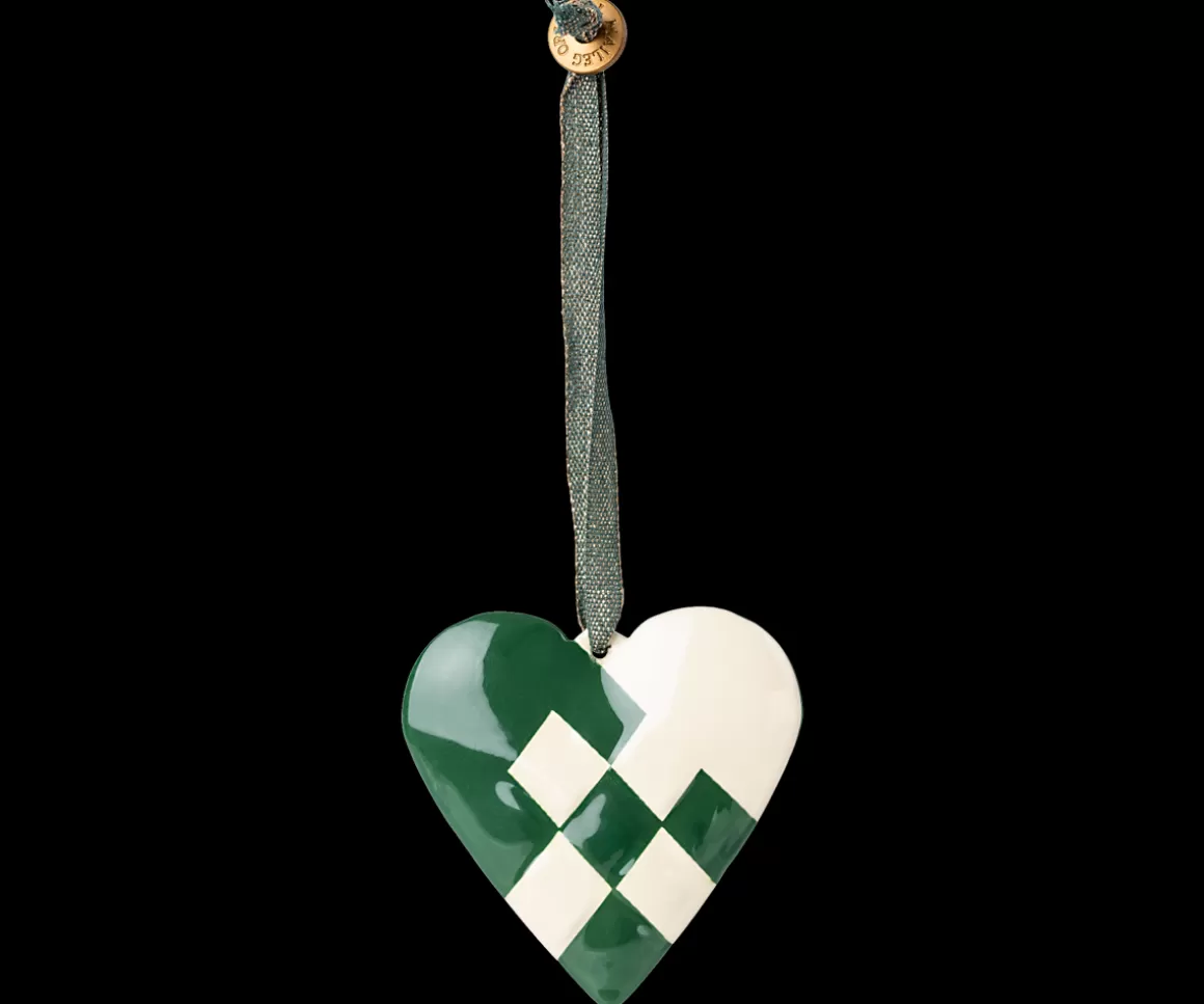 Maileg Metal ornament, Braided heart - Dark green Shop