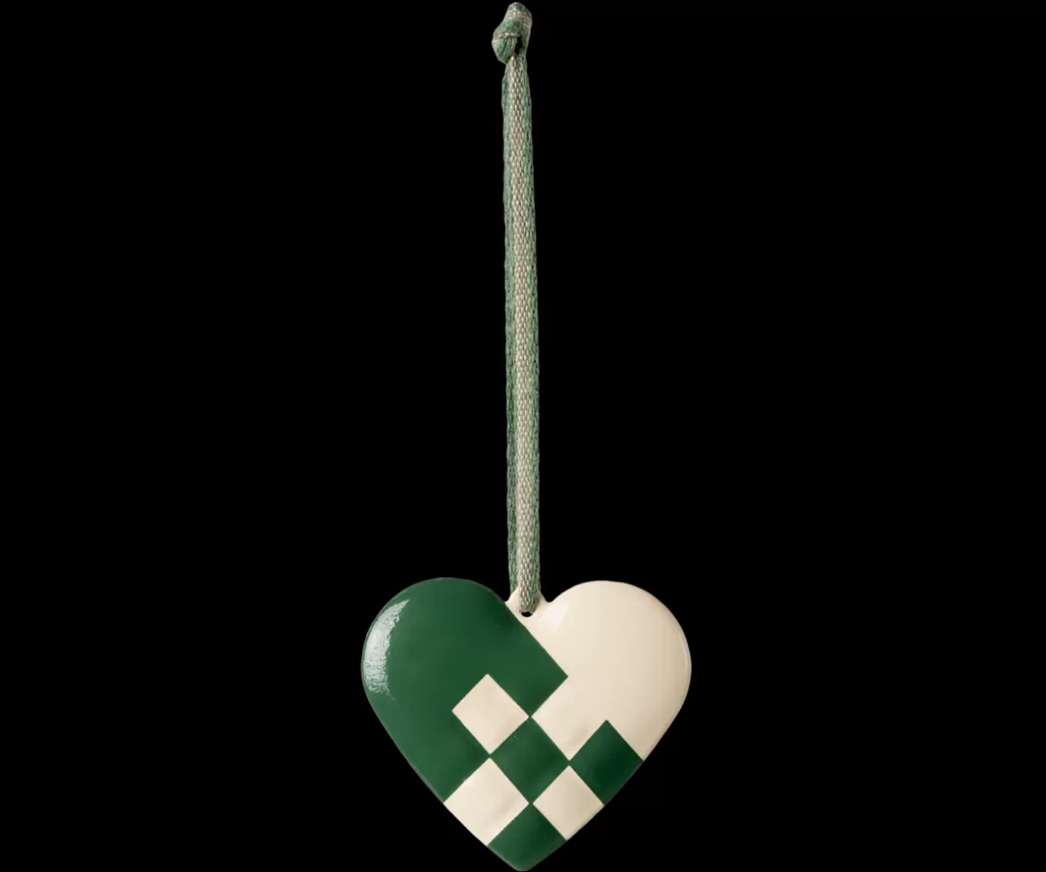 Maileg Metal ornament, Small heart - Dark green Best Sale