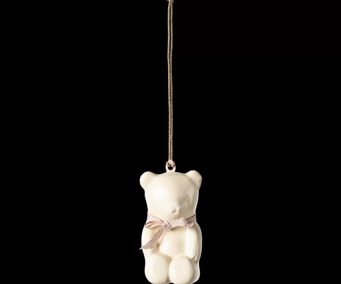 Maileg Metal ornament, Teddy bear - Off white/Rose Hot