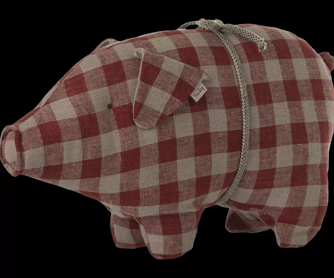 Maileg Pig, Small - Red check Store