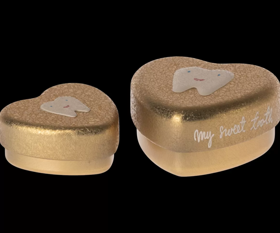 Maileg Tooth box, 2 pcs set - Gold Best Sale