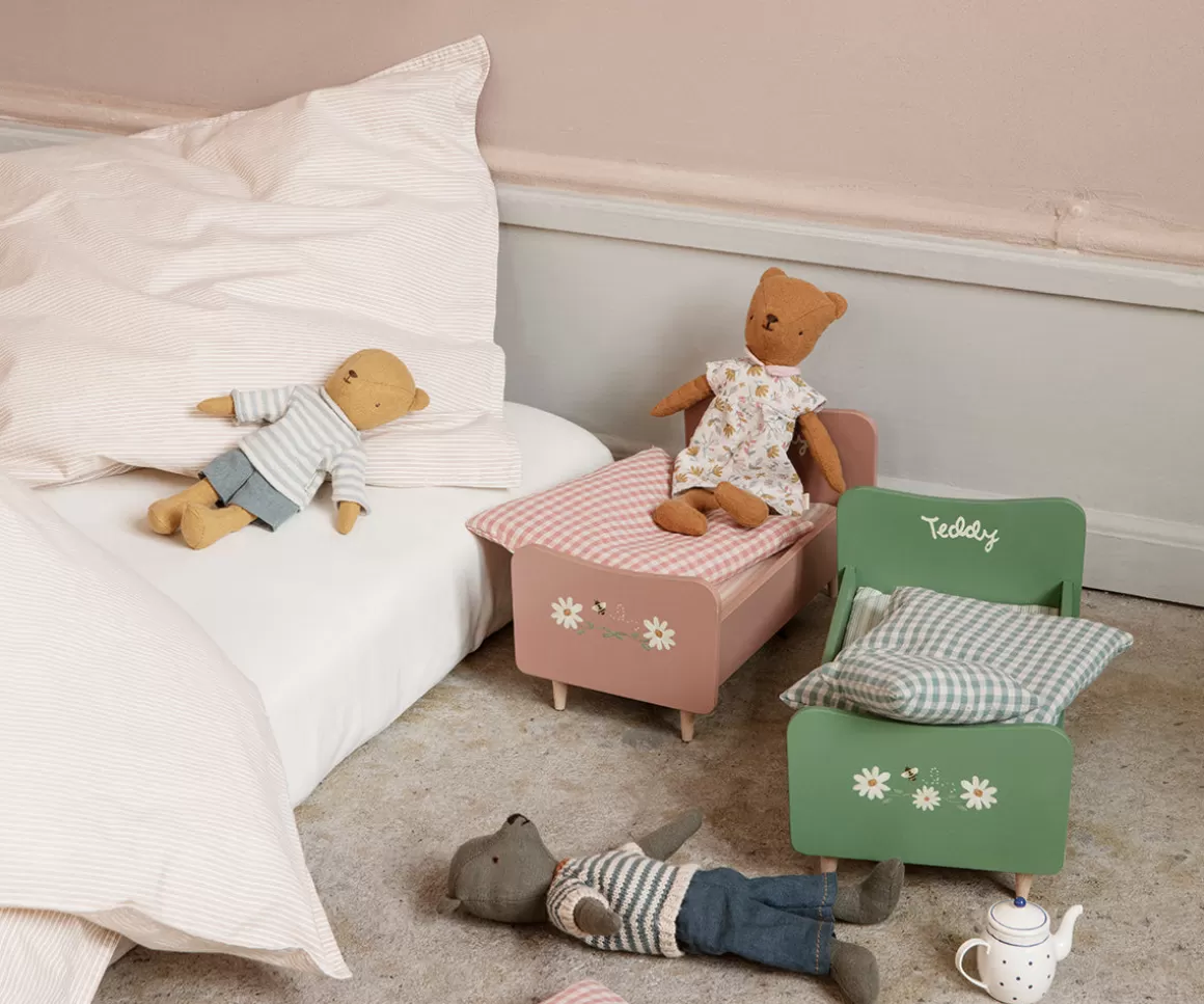 Maileg Wooden bed, Teddy dad - Dusty green Outlet