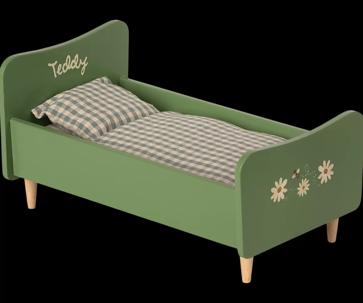 Maileg Wooden bed, Teddy dad - Dusty green Outlet