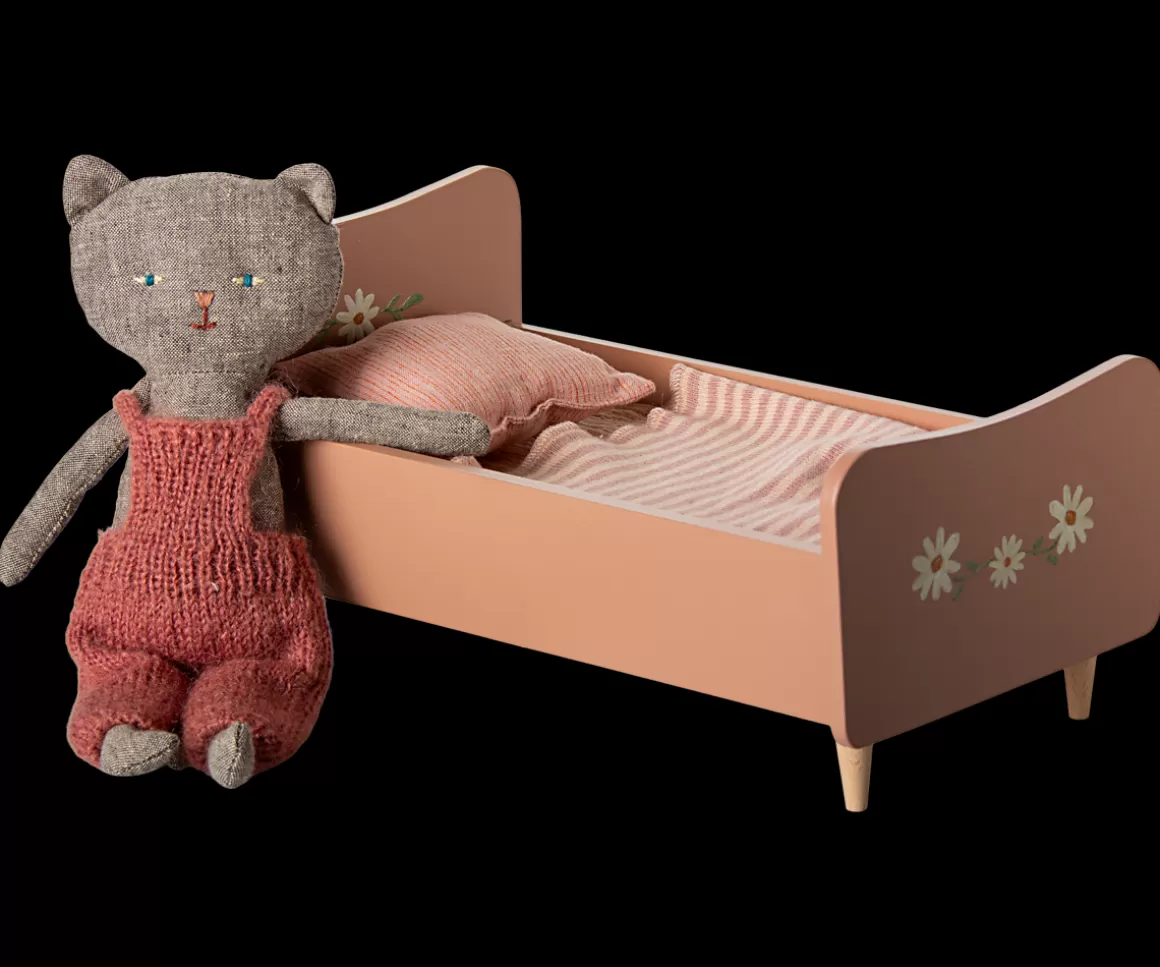 Maileg Wooden bed w/kitten - Rose New