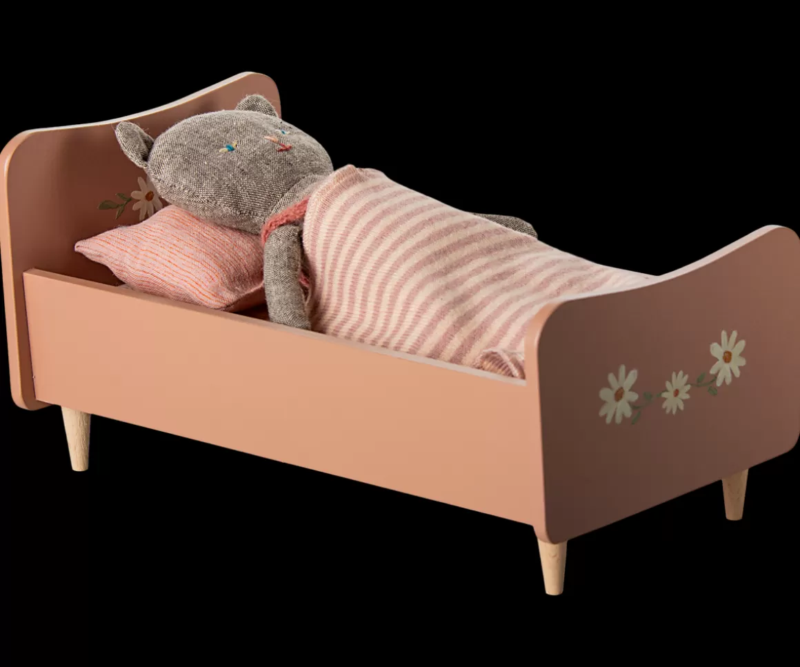 Maileg Wooden bed w/kitten - Rose New